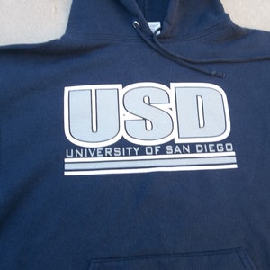 Vintage Sweatshirt USD University of San Diego 1990s Hoodies Small Retro Distressed Preppy Grunge Unisex Casual Athletic Street Pullover image 4