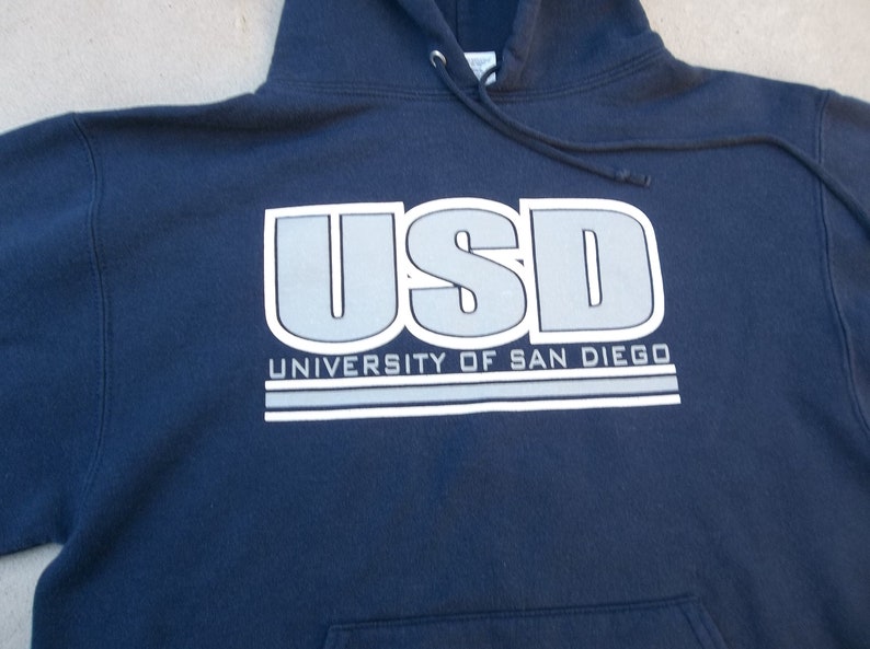 Vintage Sweatshirt USD University of San Diego 1990s Hoodies Small Retro Distressed Preppy Grunge Unisex Casual Athletic Street Pullover image 4