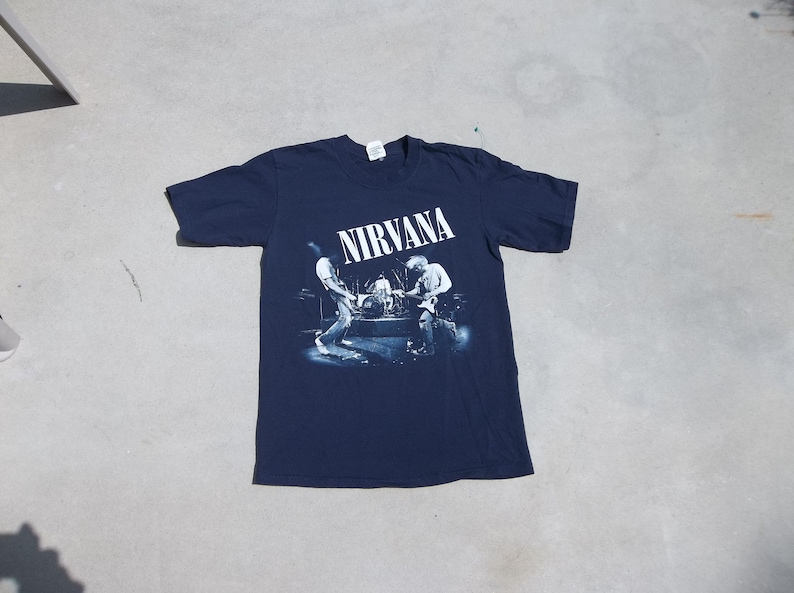 Vintage T-Shirt Nirvana Medium 2000s Live Medium Grunge Hard Rock Alternative Band Dark Blue image 7