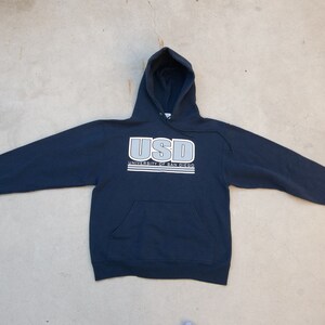 Vintage Sweatshirt USD University of San Diego 1990s Hoodies Small Retro Distressed Preppy Grunge Unisex Casual Athletic Street Pullover image 3