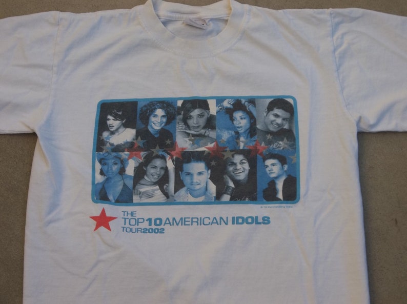 Vintage T-shirt American Idols top 10 2002 sz Small Concert Tour Tee image 4