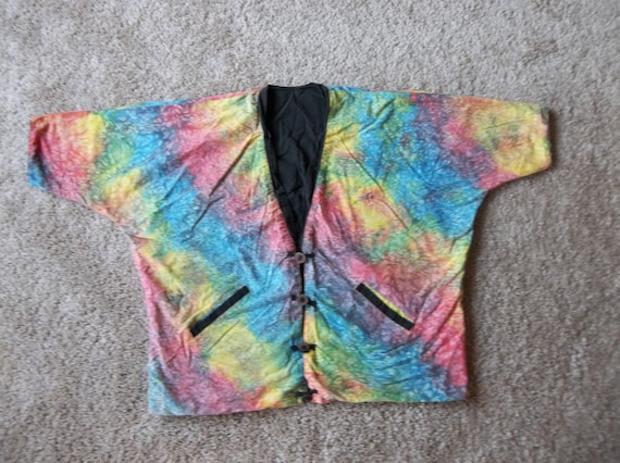 Vintage Jacket Tye Dye Boho Asian 1990s Large Over