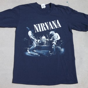 Vintage T-Shirt Nirvana Medium 2000s Live Medium Grunge Hard Rock Alternative Band Dark Blue image 2
