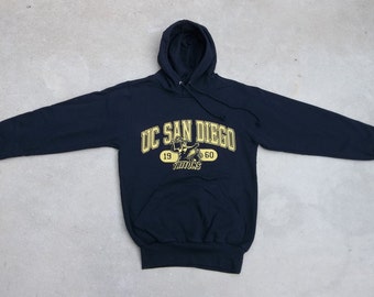 Vintage Sweatshirt UCSD University of California San Diego 1990s Small Distress Preppy Grunge Unisex Casual Athletic Street Pullover Hoodies