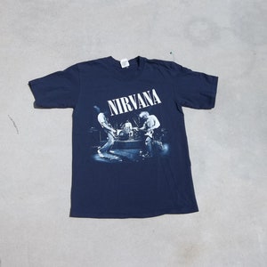 Vintage T-Shirt Nirvana Medium 2000s Live Medium Grunge Hard Rock Alternative Band Dark Blue image 6