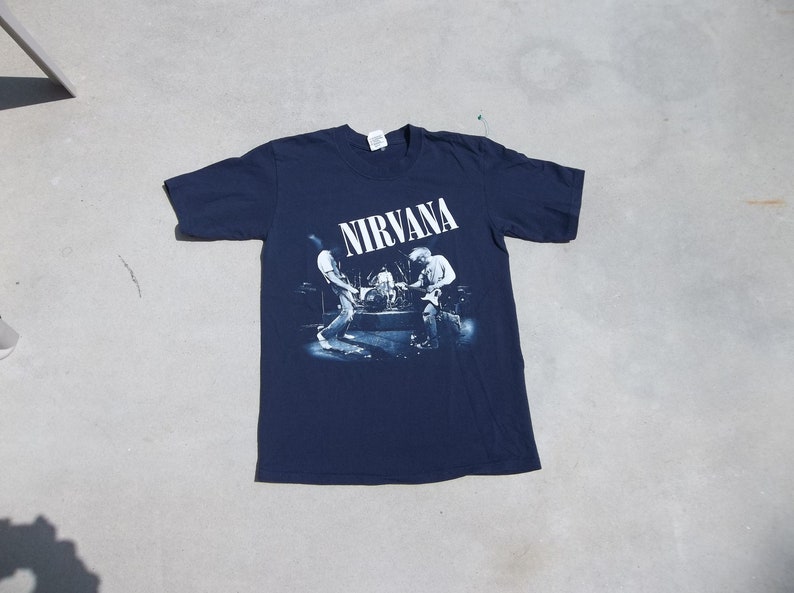 Vintage T-Shirt Nirvana Medium 2000s Live Medium Grunge Hard Rock Alternative Band Dark Blue image 6