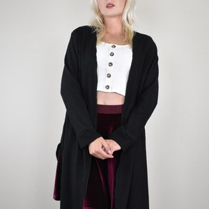 Long black cardigan sweater duster hotsell