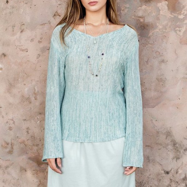 SAMPLE SALE -50% Size S Light Blue Dress Long Sleeve Knit Top And Skirt Womens Casual Outfit For Work Unique Fashion Stretchy Comfortable