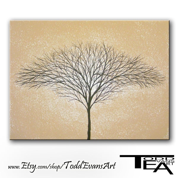 SALE Wall Hangings Canvas Art Original Painting 12"x16" Home & Living Room Tree Paintings Wall Art Light Brown Home Decor Trees Wall Decor