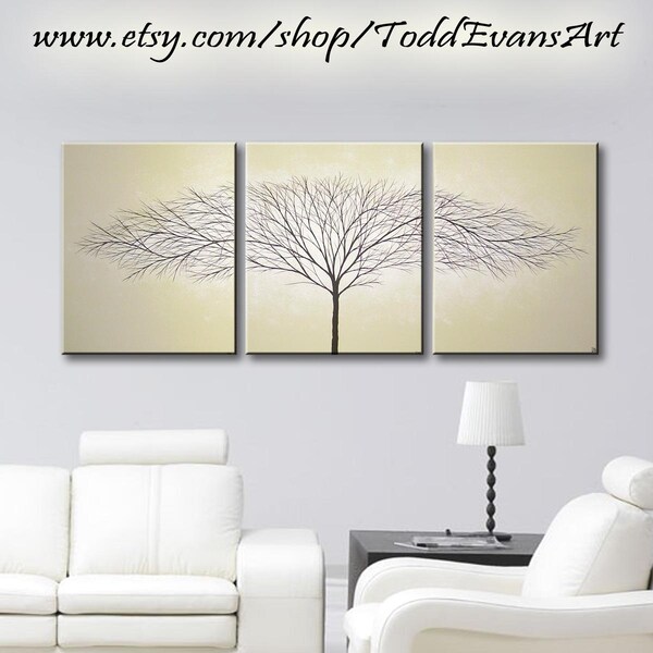 3 Piece Wall Art Canvas Paintings Canvas Wall Decor ORIGINAL PAINTING Three Piece Art 3 Piece Canvas Art Modern Home Decor Beige Tan 48x20