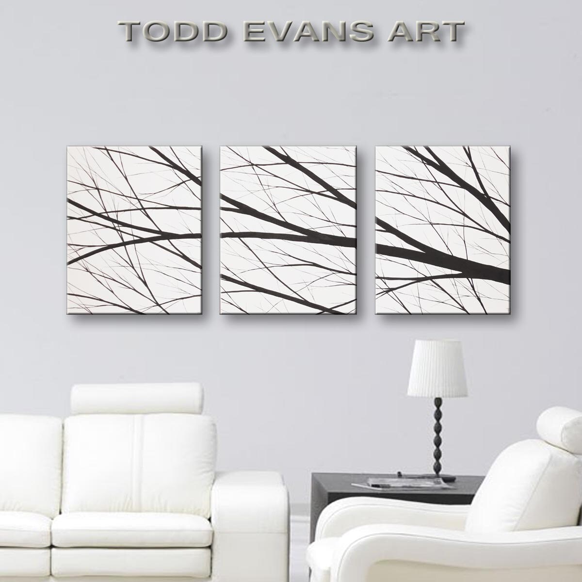 Original Painting Decor Art Black And White Wall Art 3 Piece Etsy