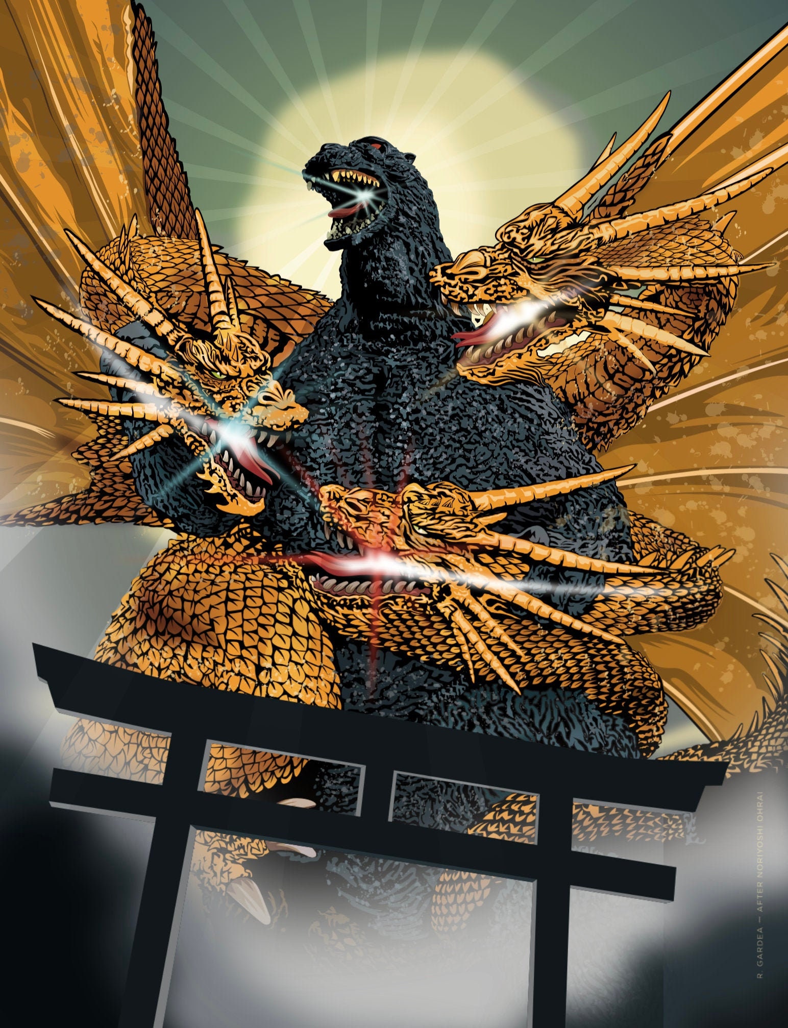 Godzilla Vs Ghidora - Etsy