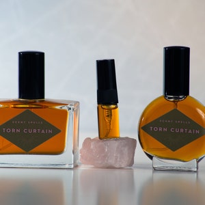 Torn Curtain- natural vegan perfume, cinnamon smoke & rose, 2ml sample, 15ml or 30ml full-size bottle