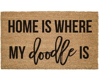 Home Where My Doodle Is Outdoor Coir Front Porch Welcome Mat Outdoor Coir Front Porch Welcome Mat