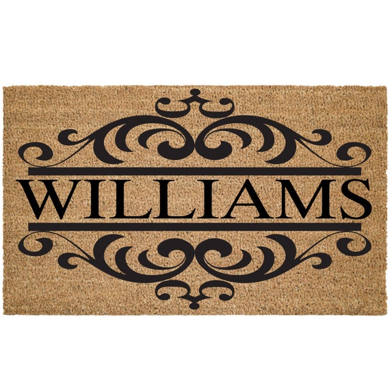 Natural Fiber Outdoor Doormat 2 Sizes Customized Last Name Home Custom Monogram Coir Rug Housewarming Gift Free Shipping