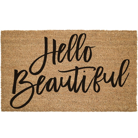 Hello Beautiful Welcome Mat Front Porch Door Mat Welcome Etsy