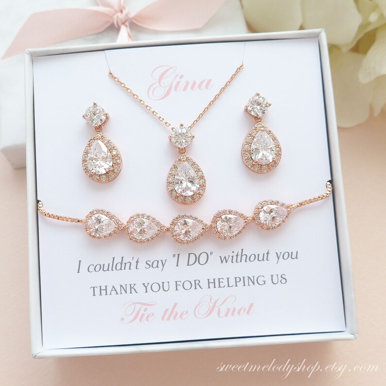 Bridesmaid Jewelry Set Gold Bridesmaid Jewelry Gift Etsy