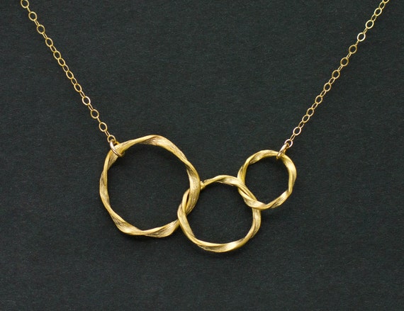 Items similar to Eternity Love Circle Ring Necklace, Triple Rings ...