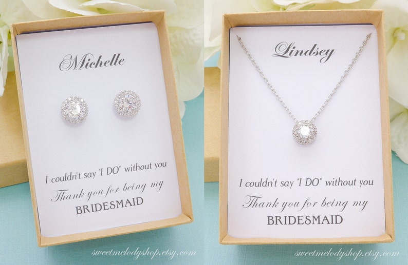 Bridesmaid Bracelet and Earrings Set Bridesmaid Jewelry Mother of Bride Gift Silver Bridesmaid Jewelry Gift Sets Bridesmaid Gift