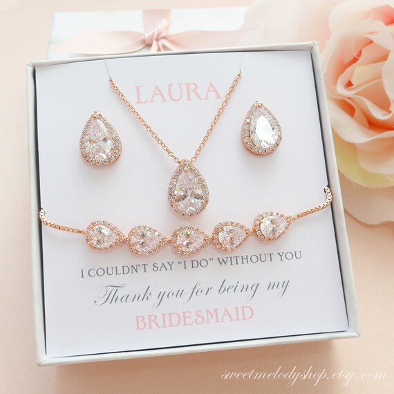 Bridesmaid Jewelry Set Personalized Bridesmaid Gifts Etsy