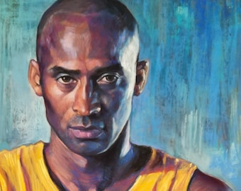 Kobe Bryant Pastel Portrait Print | NBA Lakers Sports Art