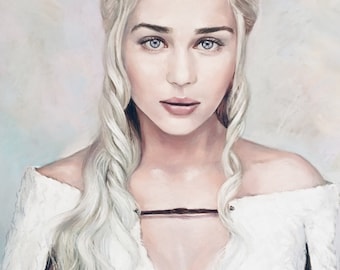 Daenerys Targaryen, Khaleesi Portrait, Pastel Portrait painting, Tv Series GOT artwork 18"x 24" Fan art, Mother Of Dragons Art