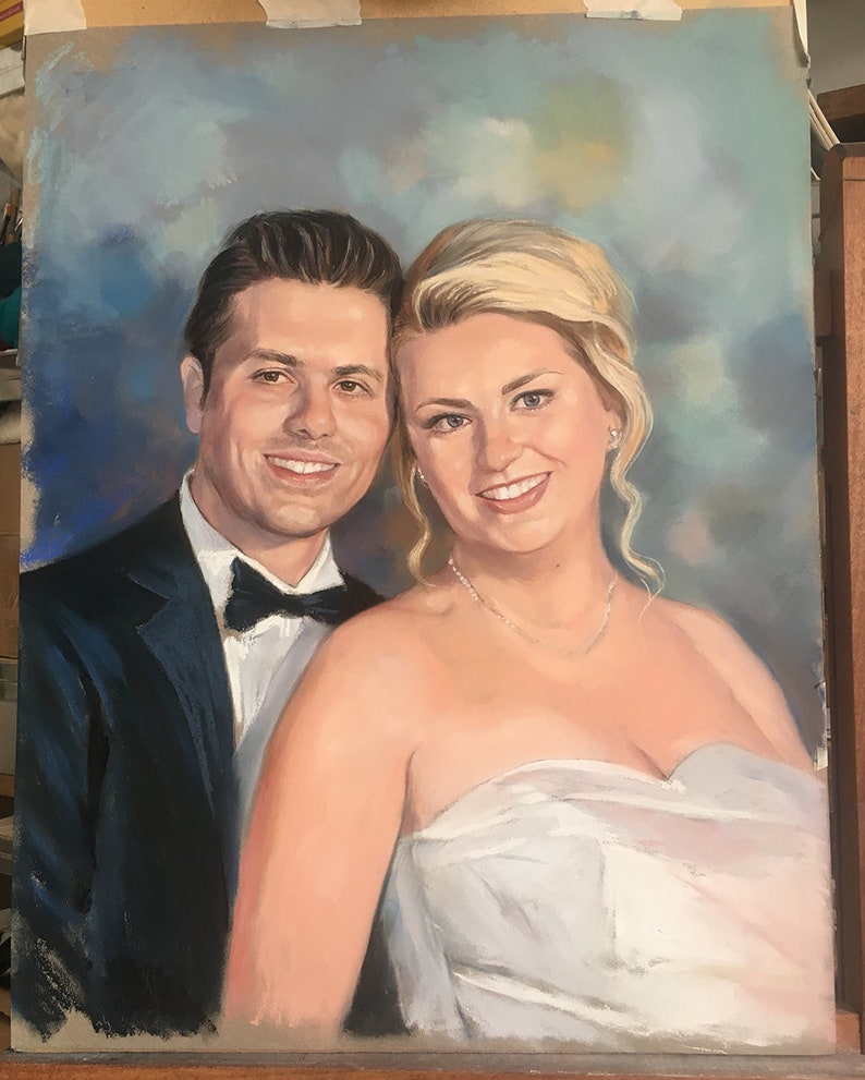 Custom portrait painting Wedding Portrait Pastel portrait from photo Wedding Gift Portrait Art, Family Portrait Couple portrait image 3