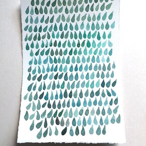Grüne Regentropfen Aquarell Malerei kleine grüne Regentropfen, 20x30 cm kleine grüne Regentropfen, Geschenk für eine Frau