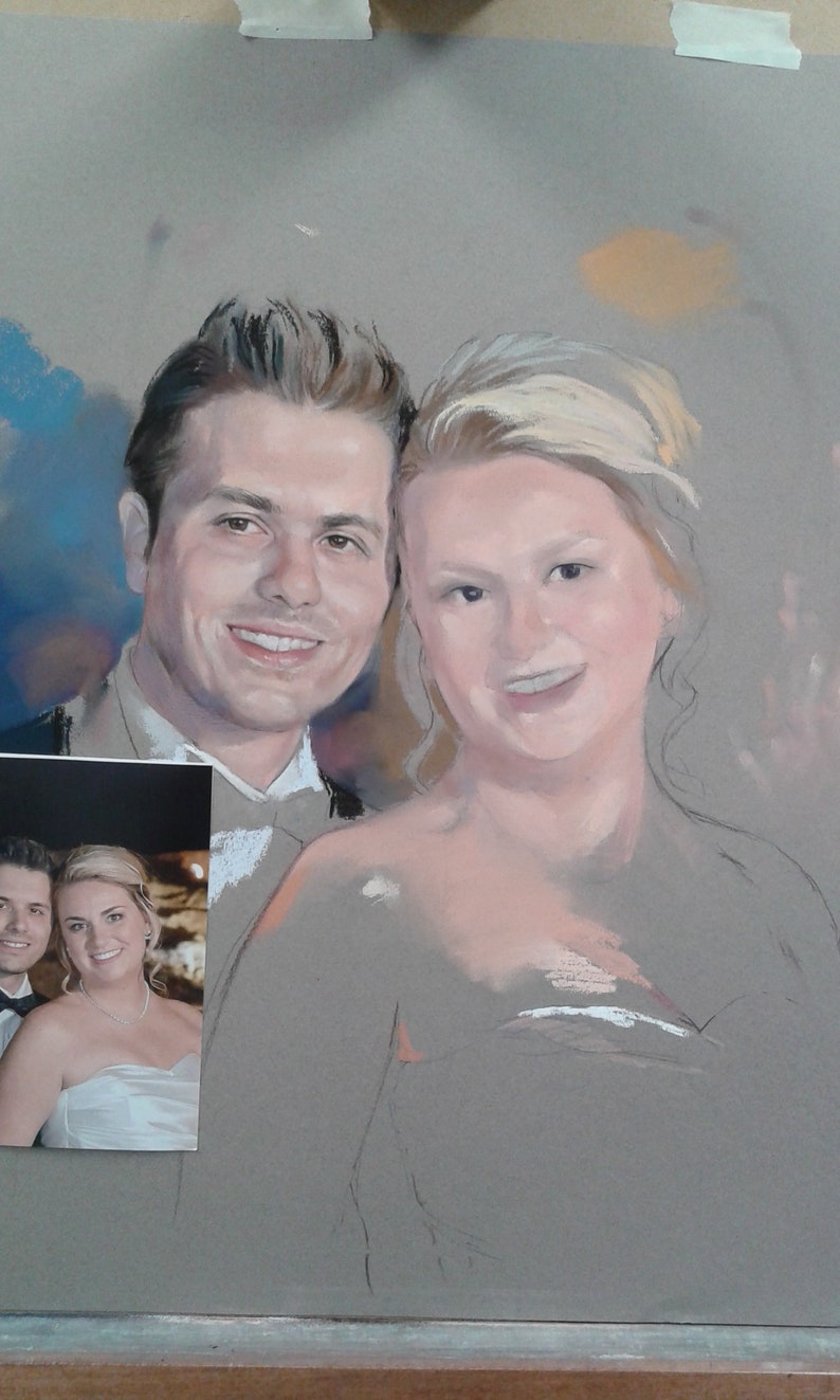 Custom portrait painting Wedding Portrait Pastel portrait from photo Wedding Gift Portrait Art, Family Portrait Couple portrait image 5