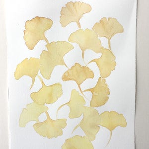 Ginkgo leaves watercolour painting, Botanical Wall Art, Ginkgo illustration Watercolour painting original Home Gallery Botanical Art 11 x 15
