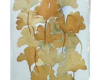 Ginkgo leaves watercolor painting | Botanical illustration | Ginkgo biloba wall art | Plant art | Botanical watercolor | Original watercolor