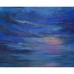 Harmony in Blue, Pastel Seascape Painting, Original Pastel Painting, Abstract Sea Drawing, Nature Wall Art, Marine & Ocean, Landscape Art