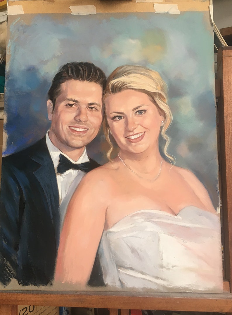 Custom portrait painting Wedding Portrait Pastel portrait from photo Wedding Gift Portrait Art, Family Portrait Couple portrait image 2