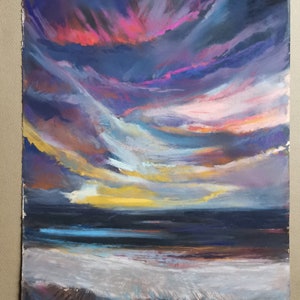 Sunset on The Beach, Pastel Painting Original 10x13, Seascape pastel artwork, Home Gallery, Art Painting Pastels, Abstract Wall Art, Unisex image 5