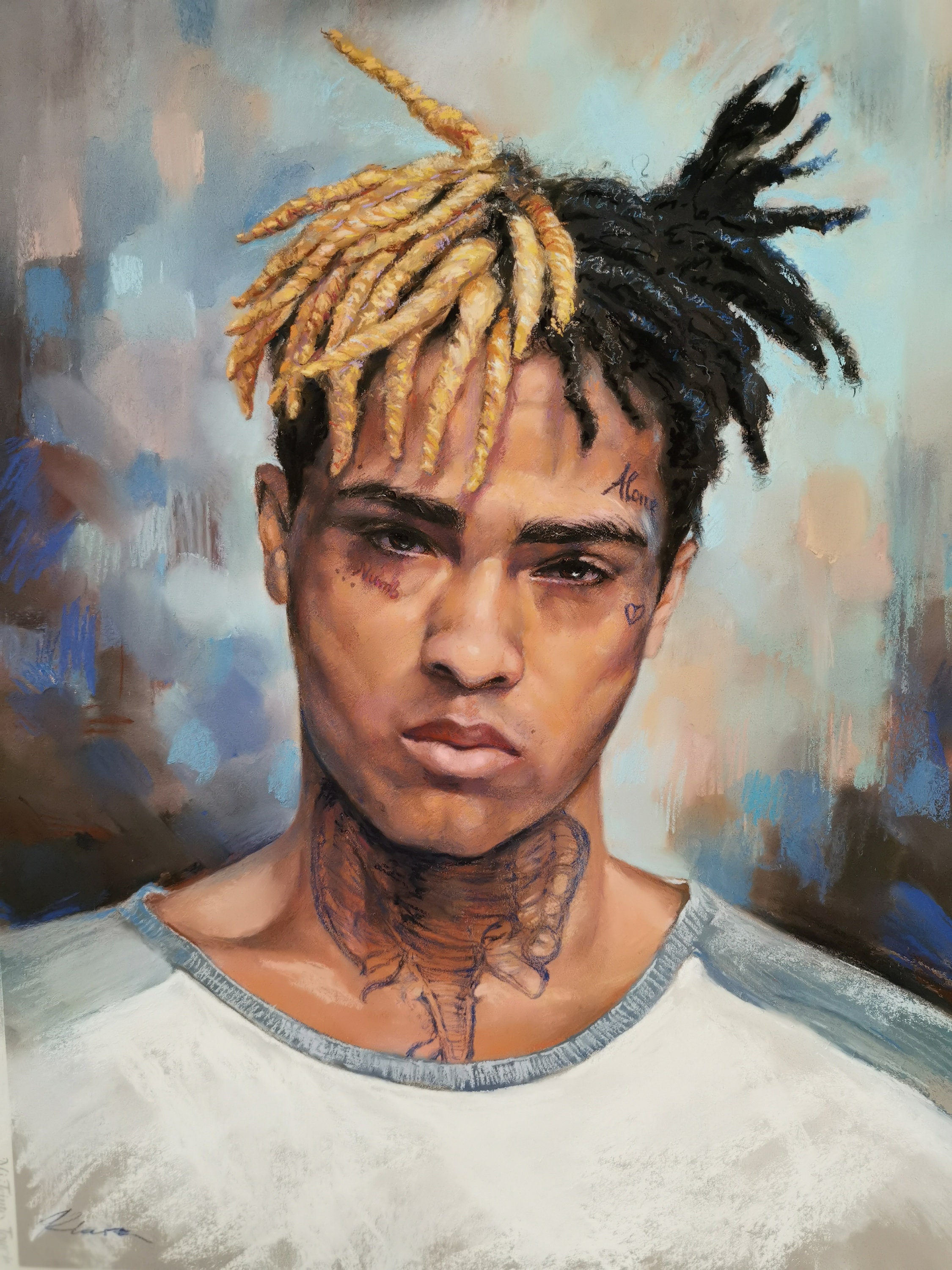 Pastel Portrait in Memory of Xxxtentacion Portrait Painting Rap