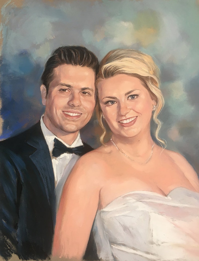 Custom portrait painting Wedding Portrait Pastel portrait from photo Wedding Gift Portrait Art, Family Portrait Couple portrait image 7