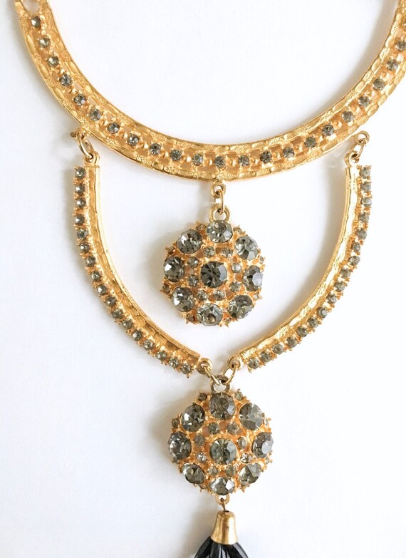 1960s 70s Tiered Rhinestone Necklace - image 4