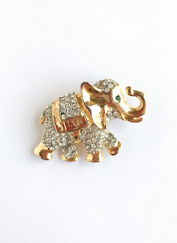 Vintage Rhinestone Elephant Pin
