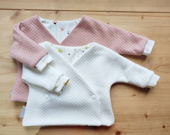 Baby reversible jacket | Cross over baby coat | Jersey reversible coat | Organic cotton jersey cross over snap button vest | Newborn gift