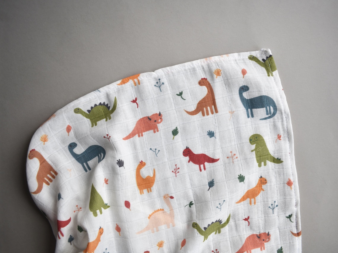 Dino Muslin Blanket Dinosaur Gauze Baby Blanket Modern Etsy