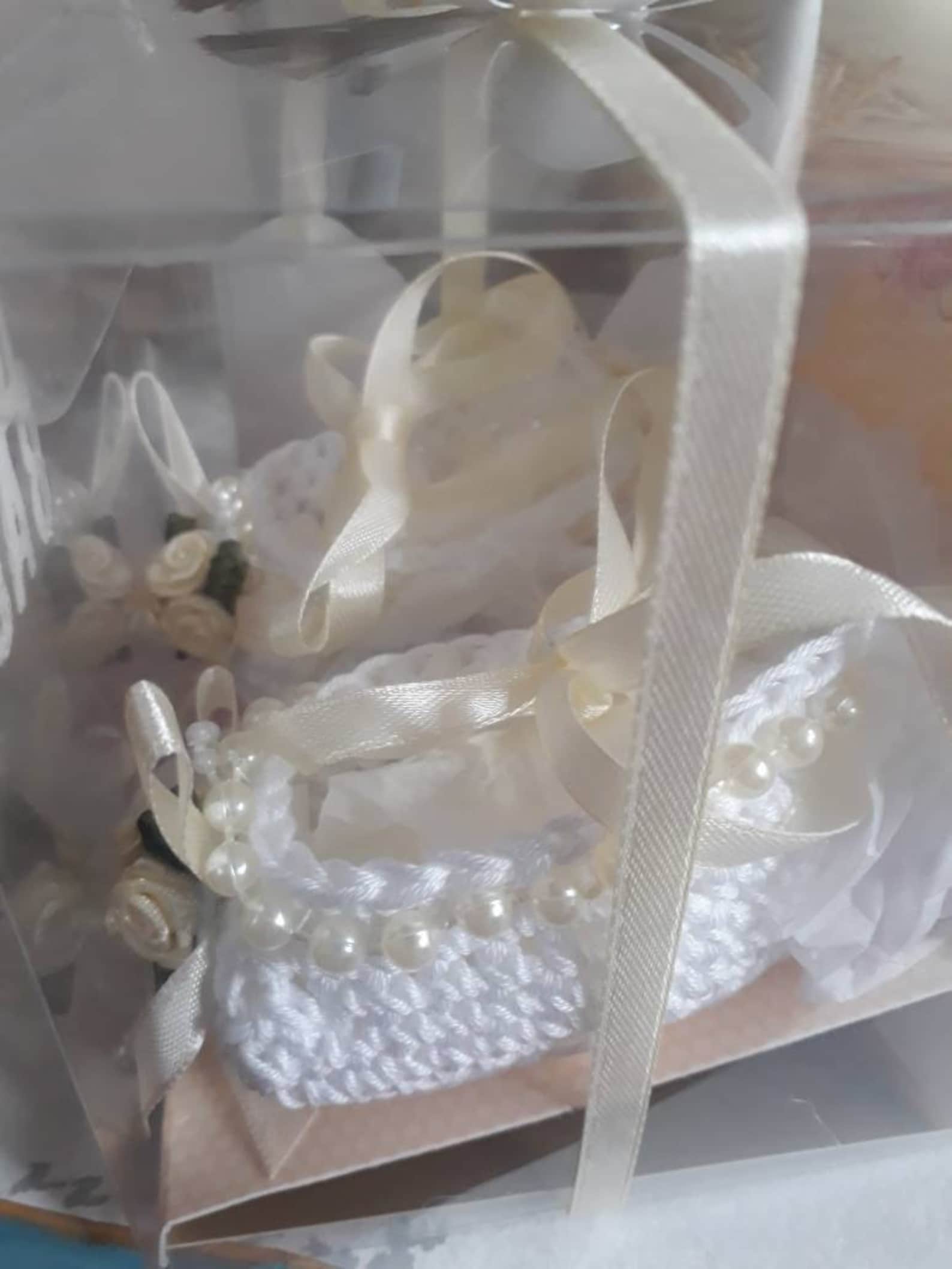 gift boxed crochet baby ballet shoes for special occassions