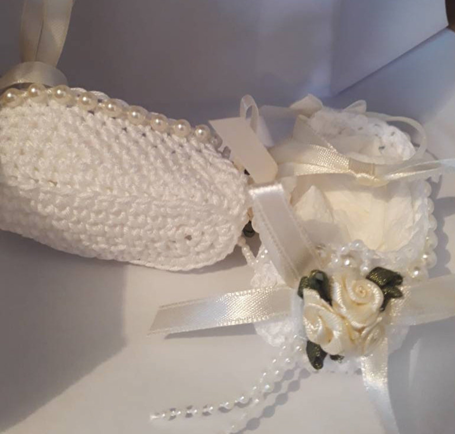 gift boxed crochet baby ballet shoes for special occassions