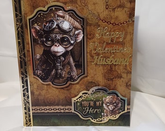 Valentines card, happy valentines husband, steampunk themed valentines card