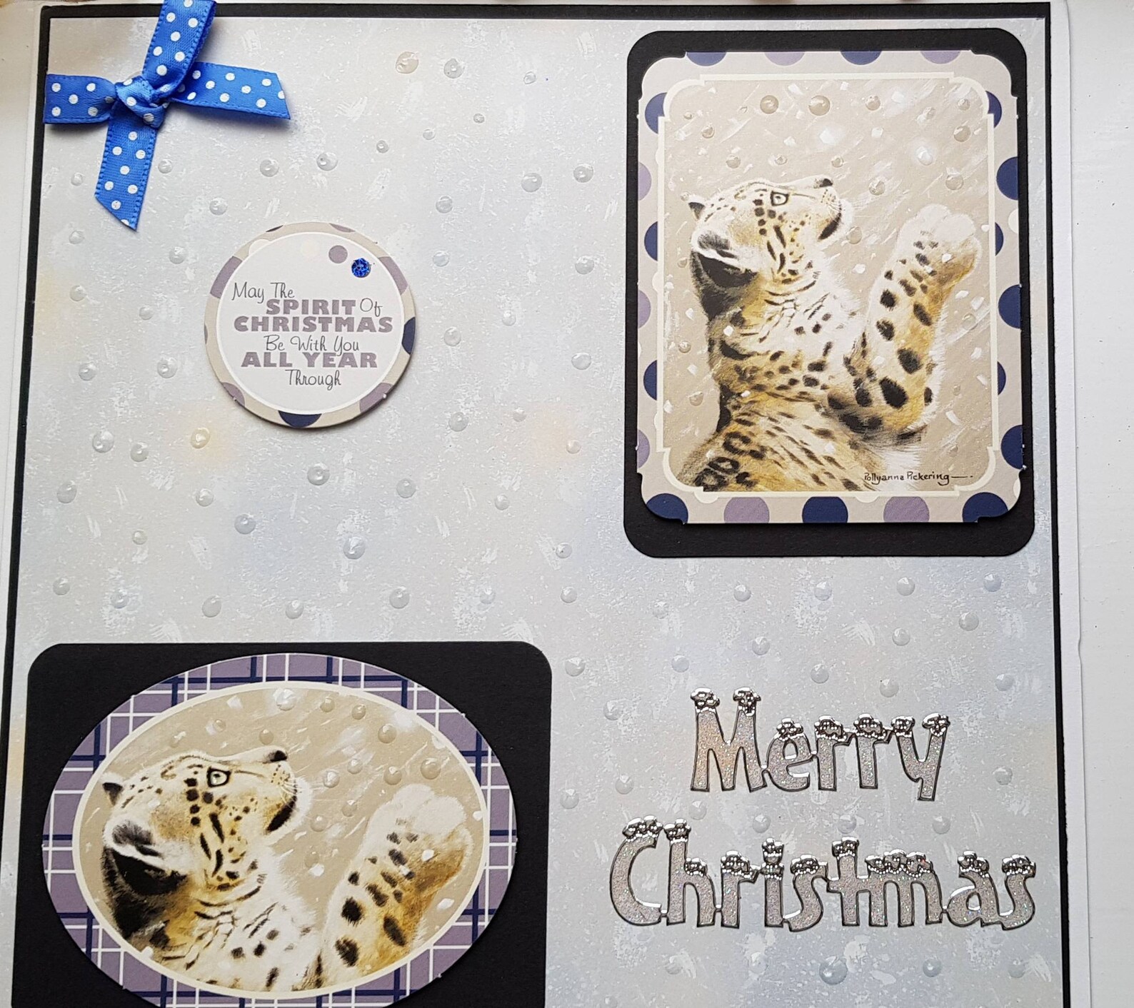 Snow Leopard Christmas card merry christmas wildlife card | Etsy