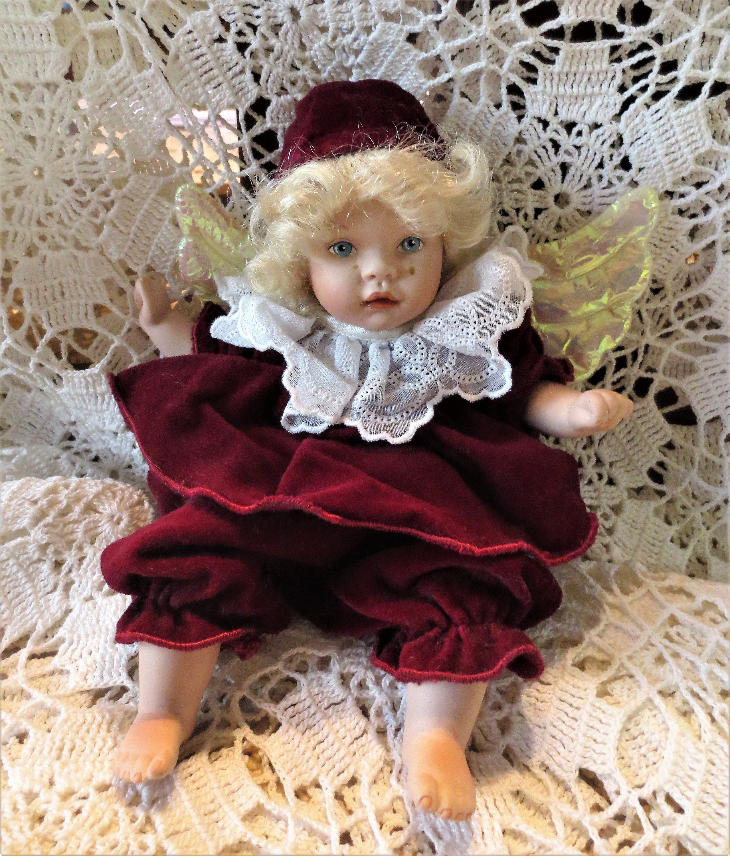 PORCELAIN ANGEL DOLL by Pauline tiny Gold Teardrops Vintage Etsy