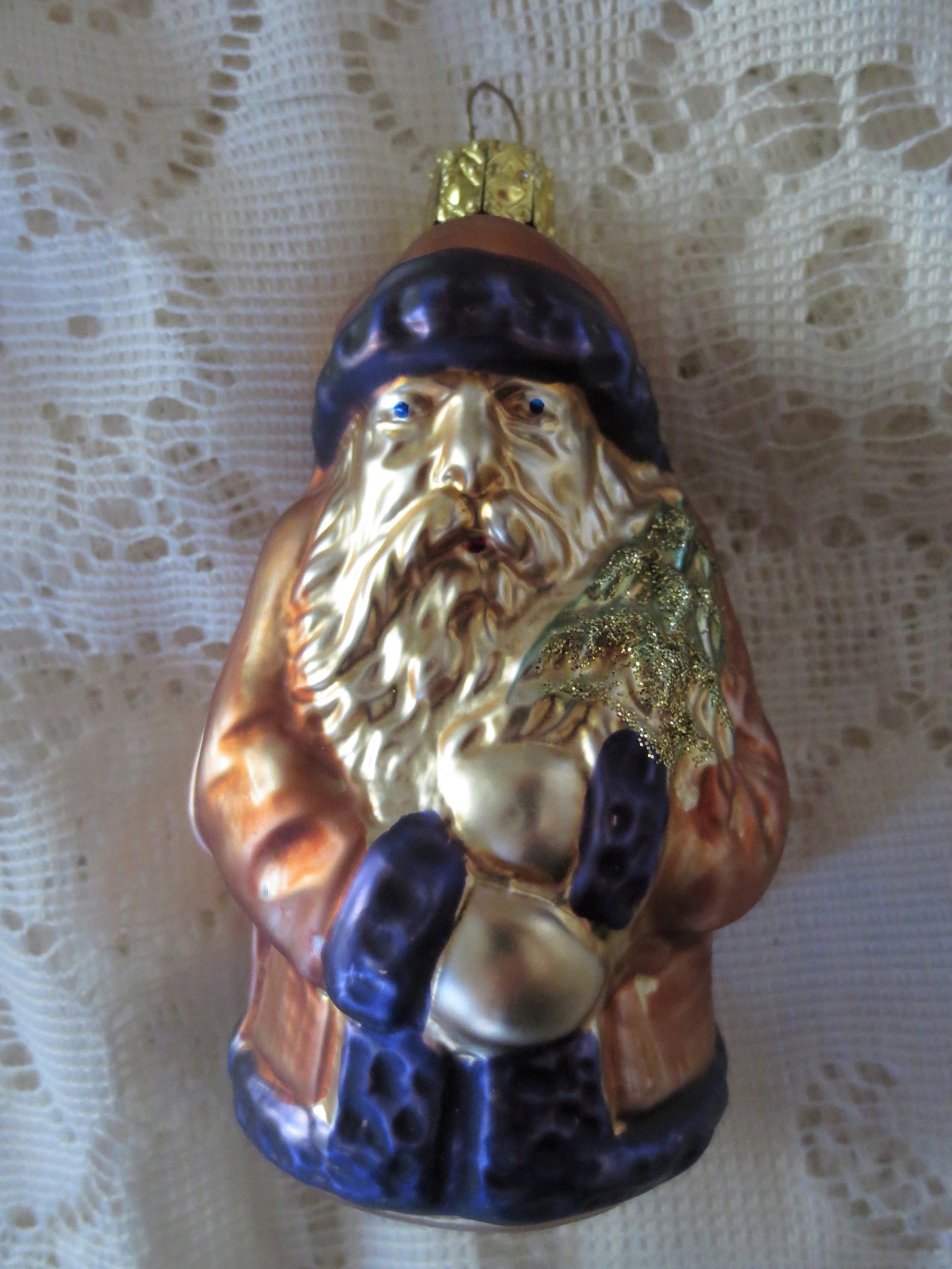 SANTA ORNAMENT Christmas Made in Germany St. Nick Antique Style Blown Glass