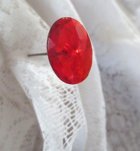 RUBY RED HATPIN Vintage Jeweled Top Hat Jewelry 5 1/2… Gem