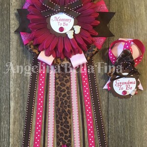 NEW Pink and Leopard Print Mommy & Grandma To Be Corsage Set