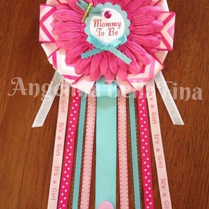 Pink and Aqua Mommy To Be Corsage