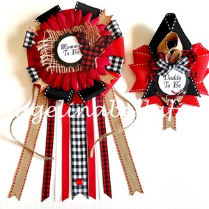 NEW Lumberjack Themed Mommy and Daddy To Be Corsage Set